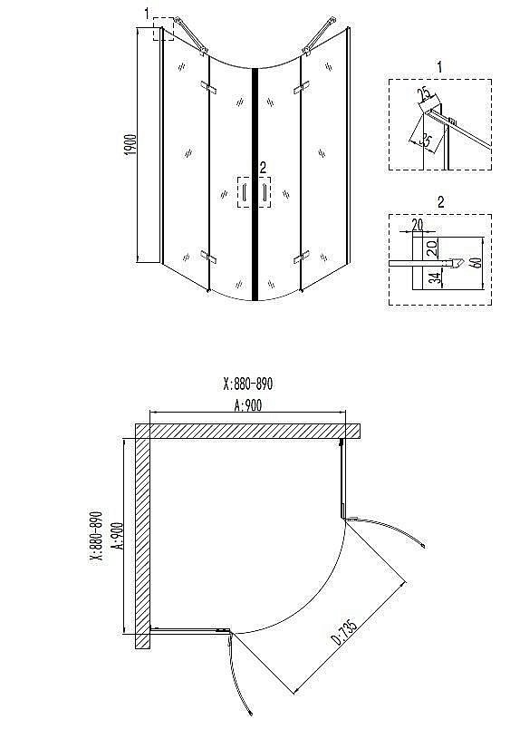 Душевой уголок Niagara NOVA 6815 90x90 прозрачный/черный купить в интернет-магазине Sanbest