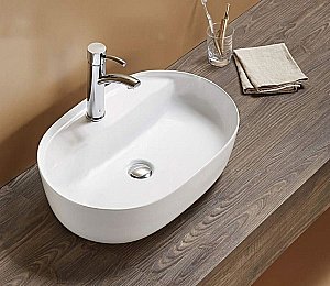 Раковина накладная Ceramalux N 61 D1346 белая купить в интернет-магазине Sanbest