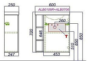 Тумба с раковиной Aqwella Alba 60 корпус светлый камень/фасад серый для ванной в интернет-магазине Sanbest