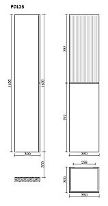 Пенал подвесной Sancos DELTA PDL35GR дуб красный/графит для ванной в интернет-магазине сантехники Sanbest