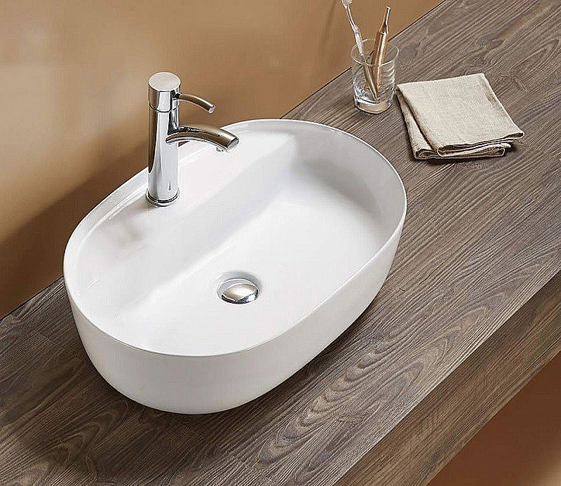 Раковина накладная Ceramalux N 61 D1346 белая купить в интернет-магазине Sanbest