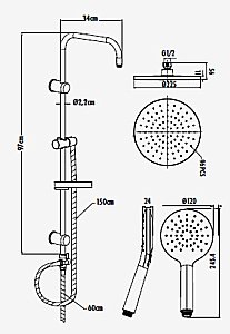 Душевой гарнитур Creavit Waterfall SH640 хром купить в интернет-магазине сантехники Sanbest