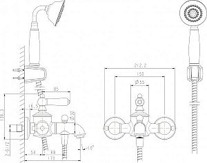 Смеситель для ванны Bravat Art F675109BM-B купить в интернет-магазине сантехники Sanbest