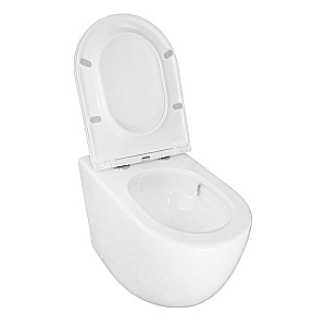 Унитаз приставной Azario Grado AZ-2141D-UQ1 белый, безободковый, с крышкой микролифт, слив торнадо купить в интернет-магазине Sanbest