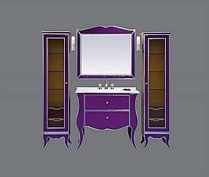 Пенал напольный Misty Анжелика 40 сиреневый сусальное серебро для ванной в интернет-магазине сантехники Sanbest