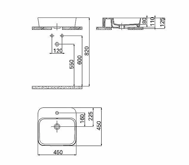 Накладная раковина CREAVIT Loop 45 LP046-00LC00E-0000 лимон матовый купить в интернет-магазине Sanbest