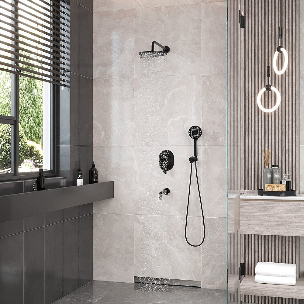 Душевая система Berges VENTAS 73008 черная матовая купить в интернет-магазине сантехники Sanbest