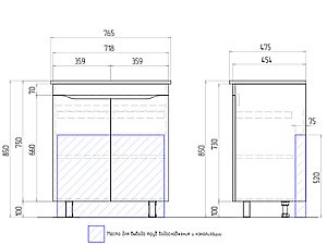 Тумба с раковиной Vigo Grani 750-0-2 белая для ванной в интернет-магазине Sanbest