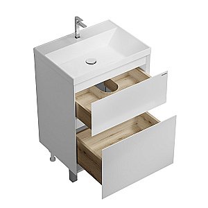 Тумба с раковиной напольная Grossman МЕРКАДО 60 с 2-я ящ, белая матовая для ванной в интернет-магазине Sanbest