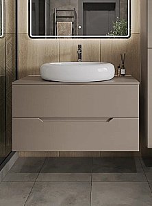 Тумба с раковиной Orange Line 100 Li-100TuLMDF+B08-640W латте/белый для ванной в интернет-магазине Sanbest