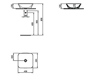 Раковина накладная Ideal Standard Connect Air 40 E034701 белая купить в интернет-магазине Sanbest