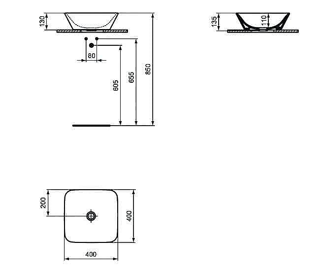 Раковина накладная Ideal Standard Connect Air 40 E034701 белая купить в интернет-магазине Sanbest