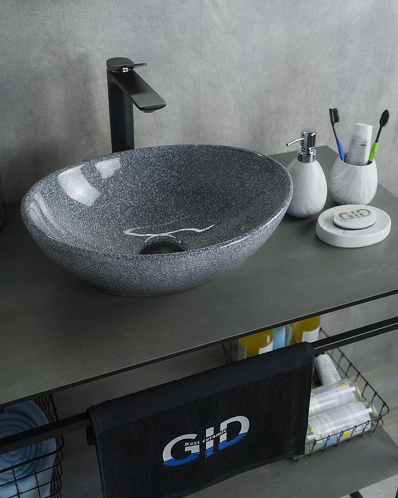 Раковина накладная Gid Lago 41 Mnc331 54430 серая купить в интернет-магазине Sanbest
