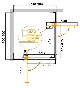 Душевой уголок Cezares Slider A-2 70х80 Cr GRIGIO купить в интернет-магазине Sanbest