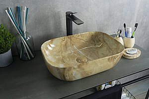 Раковина накладная Gid 46 Mnc548 54450 бежевый мрамор купить в интернет-магазине Sanbest