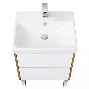 Тумба с раковиной Акватон Сканди 70 белая/дуб рустикальный для ванной в интернет-магазине Sanbest