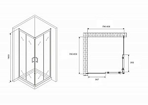 Душевой уголок ABBER Schwarzer Diamant AG02080B5 80x80 стекло прозрачное/профиль черный купить в интернет-магазине Sanbest