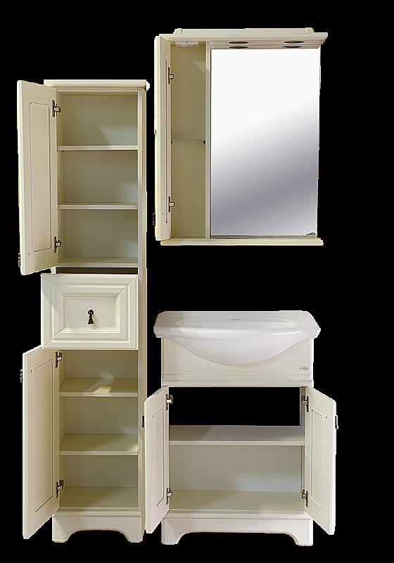 Зеркало со шкафом Misty Лувр 65 Слоновая кость в ванную от интернет-магазине сантехники Sanbest