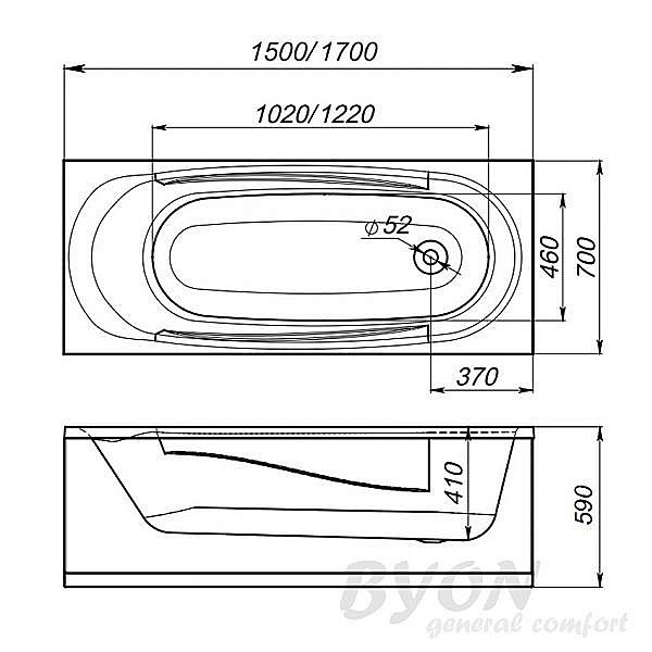 Ванна акриловая Byon Vilby Ц0000156 150х70 купить в интернет-магазине Sanbest