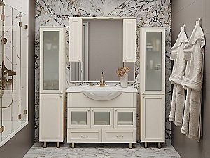 Зеркало со шкафом Misty Латте 101,8 бежевый в ванную от интернет-магазине сантехники Sanbest