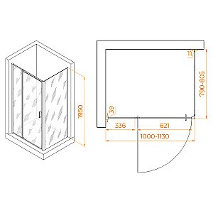 Душевой уголок RGW Passage PA-078 (PA-008 + Z-050-2) 100х80 350807808-11 стекло прозрачное/профиль хром купить в интернет-магазине Sanbest