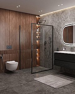 Душевой уголок Cezares Molveno 120x90 AH-11-140/90-C-GM-IV стекло прозрачное/профиль матовая оружейная сталь купить в интернет-магазине Sanbest