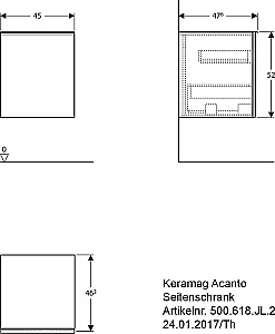 Шкаф подвесной Geberit Acanto 500.618.01.2 45 белый для ванной в интернет-магазине сантехники Sanbest