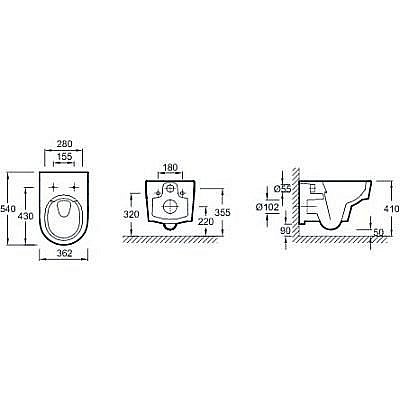 Унитаз подвесной Jacob Delafon Odeon rive gauche EDR102-00 безободковый купить в интернет-магазине Sanbest
