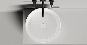 Раковина накладная Salini Armonia 04 130118G 46 из искусственного камня S-Sense, белая глянцевая купить в интернет-магазине Sanbest