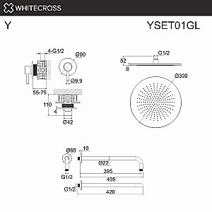 Душевая система WhiteCross Y YSET01GL золото купить в интернет-магазине сантехники Sanbest