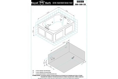 Гидромассажная ванна Royal Bath Hardon De Luxe 200x150