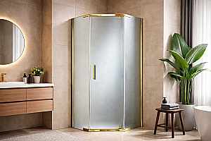Душевой уголок Royal Bath RB 9080TR-C-GP 80x90 стекло матовое/профиль золото полированное купить в интернет-магазине Sanbest