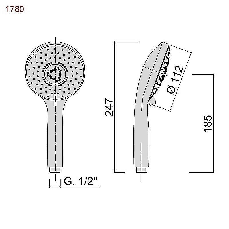 Душевая лейка Giulini Futuro 1780NO черный купить в интернет-магазине сантехники Sanbest