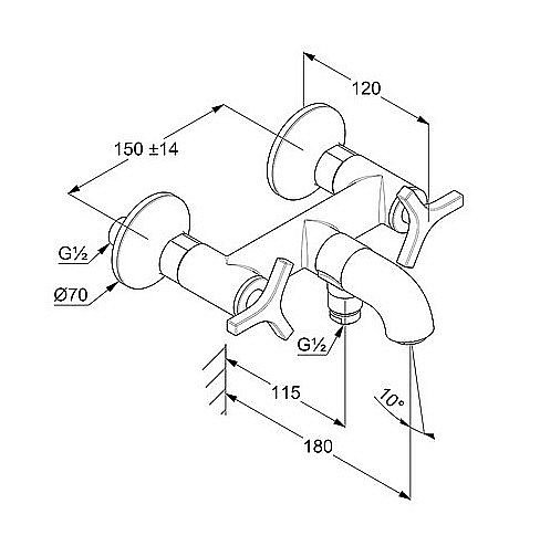 Смеситель для ванны Kludi Nova Fonte Deco 205400539 хром купить в интернет-магазине сантехники Sanbest