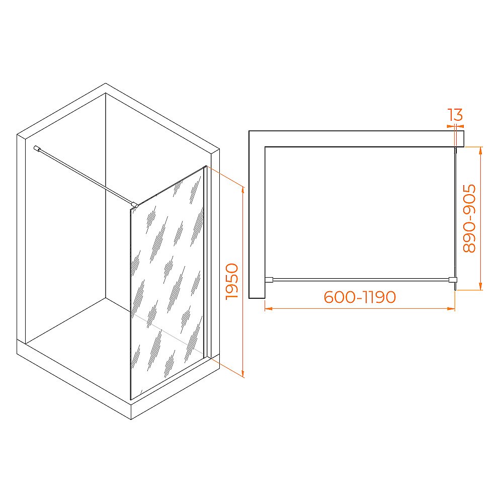 Душевое ограждение RGW Walk In WA-010 90 351001009-31 стекло тонированное/профиль хром купить в интернет-магазине Sanbest