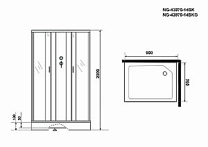 Душевая кабина Niagara Classic NG-43975-14QBKG 90x70 с гидромассажем купить в интернет-магазине Sanbest
