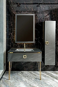 Консоль с раковиной Armadi Art LUCIDO 80 глянцевый графит для ванной в интернет-магазине сантехники Sanbest