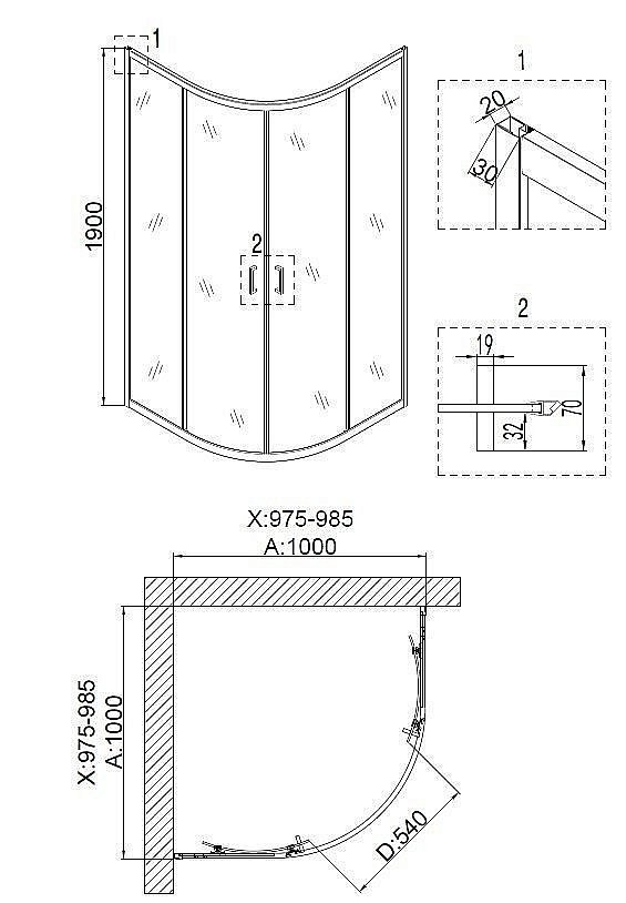 Душевой уголок Niagara NG-6607-08, раздвижные двери, прозрачное закаленное стекло купить в интернет-магазине Sanbest
