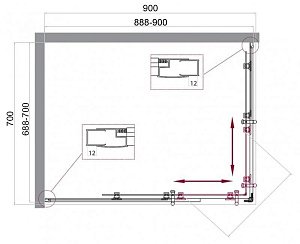 Душевой уголок BelBagno UNO 195-AH-2 90x70 прозрачный/хром купить в интернет-магазине Sanbest