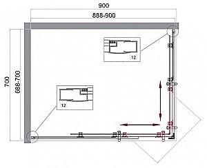 Душевой уголок BelBagno UNO 195-AH-2 90x70 прозрачный/хром купить в интернет-магазине Sanbest