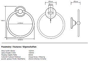 Кольцо для полотенец Bemeta Retro 144304062 купить в интернет-магазине сантехники Sanbest