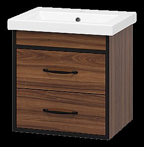 Тумба с раковиной Misty Кедр - 50 П-Кед09050-011По черный/орех для ванной в интернет-магазине Sanbest