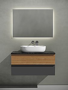 Тумба с раковиной Sancos DELTA 100 со столешницей, дуб красный/графит для ванной в интернет-магазине Sanbest