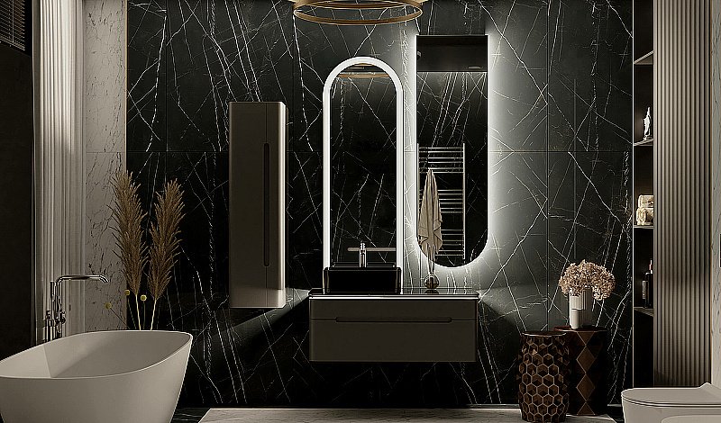 Тумба с раковиной Jorno Shine 100 антрацит для ванной в интернет-магазине Sanbest