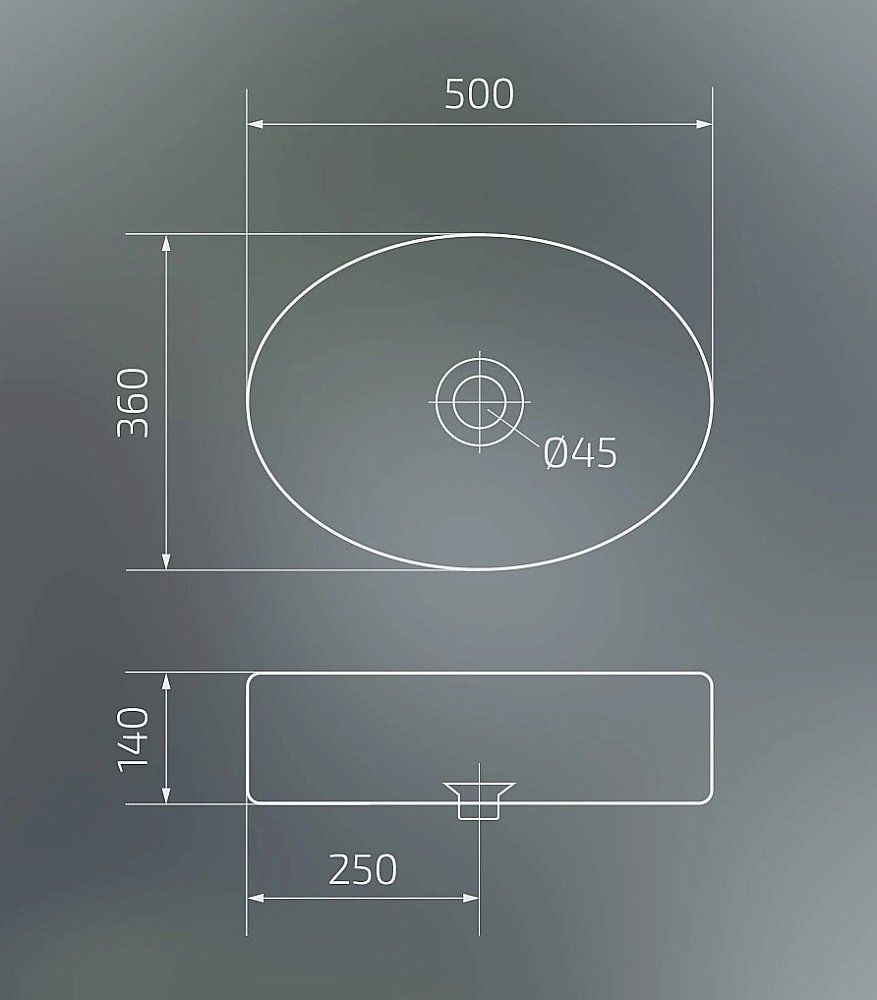 Раковина накладная Gid Lago 50 N9012 51106 белая купить в интернет-магазине Sanbest