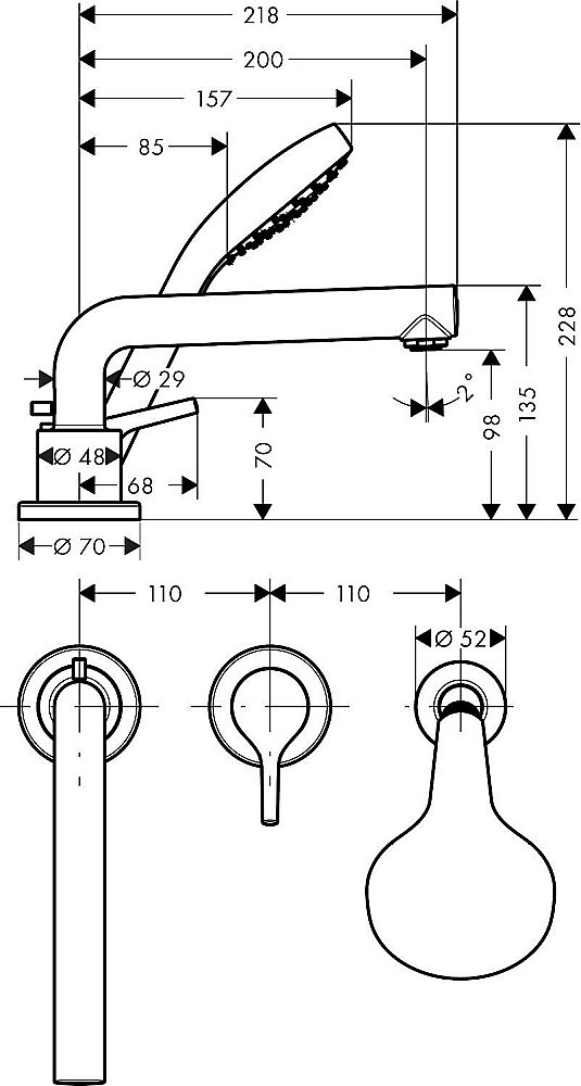 Смеситель для ванны Hansgrohe Talis S 72417000 купить в интернет-магазине сантехники Sanbest