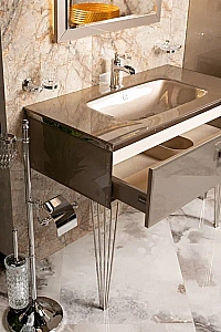 Консоль с раковиной Armadi Art LUCIDO DELMAR 80 коричневый для ванной в интернет-магазине сантехники Sanbest