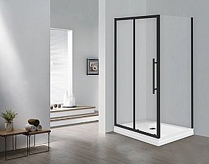 Душевой уголок Esbano Flex ESOGF108PSB 100х80 стекло прозрачное/профиль черный матовый купить в интернет-магазине Sanbest