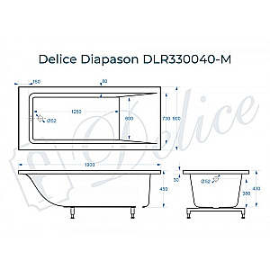 Ванна Delice Diapason DLR330040-M 190х90 белая матовая купить в интернет-магазине Sanbest