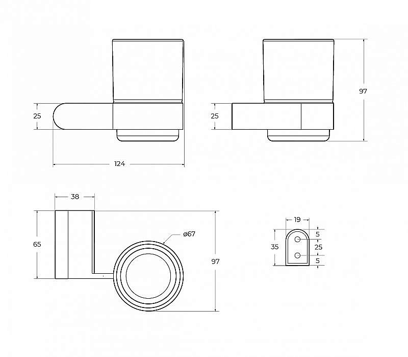 Стакан настенный Cezares STYLUS-TUMS-IN сатин купить в интернет-магазине сантехники Sanbest